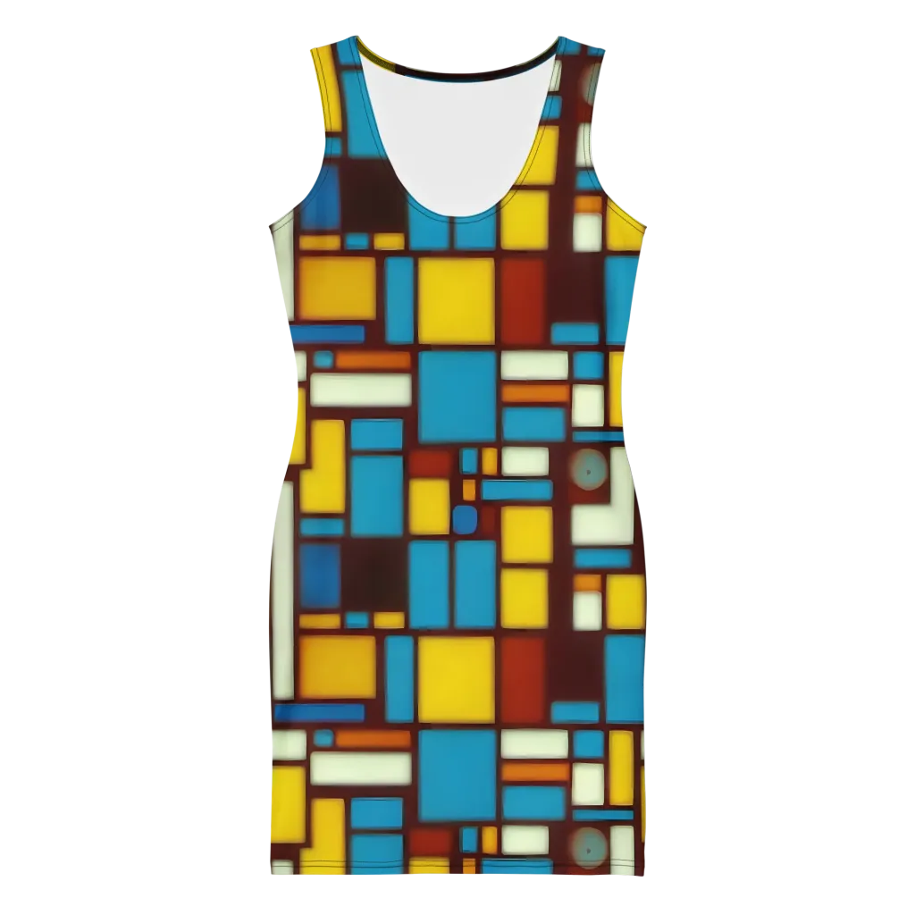 Burgundy Blocks on Bodycon Dress — Front