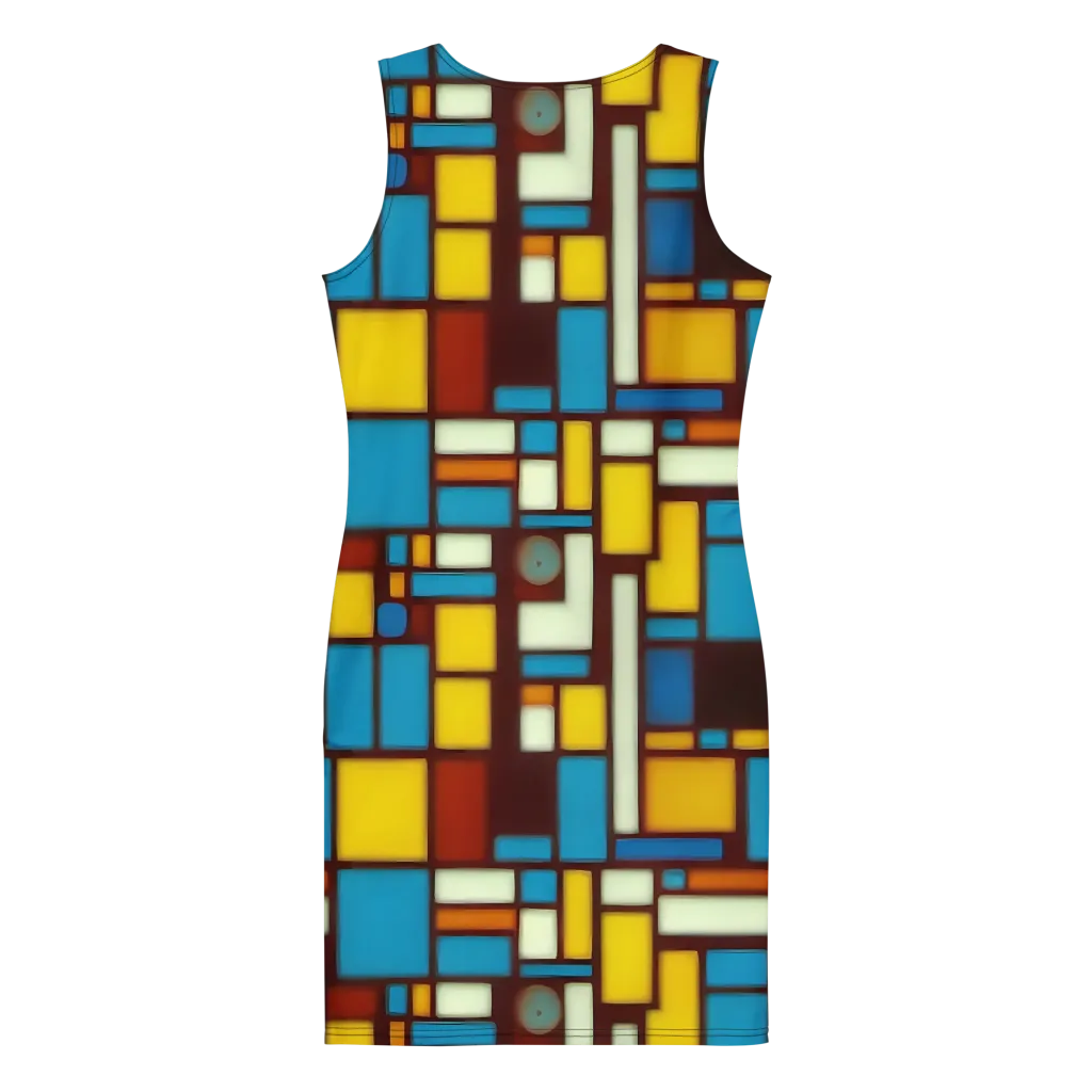 Burgundy Blocks on Bodycon Dress — Back