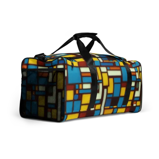 Burgundy Blocks on a Duffle Bag