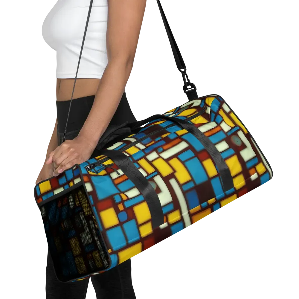 Burgundy Blocks on Duffle Bag — Front