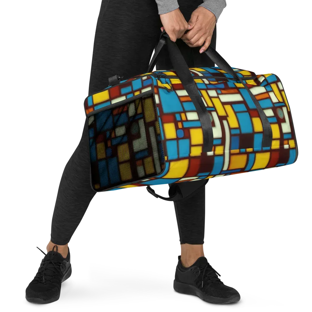 Burgundy Blocks on Duffle Bag — Right Front
