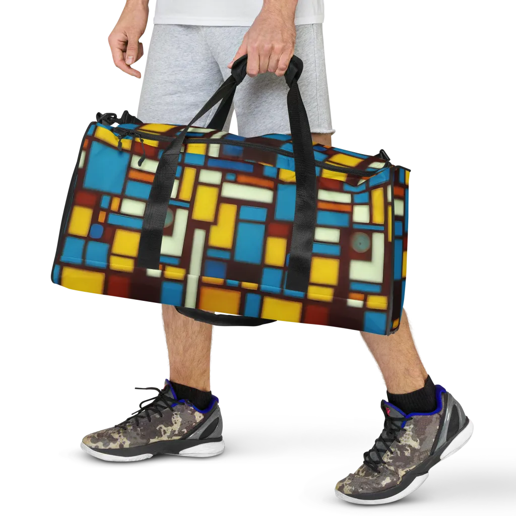 Burgundy Blocks on Duffle Bag — Front