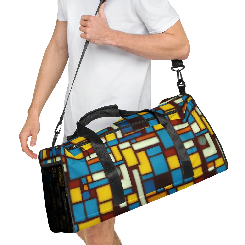Burgundy Blocks on Duffle Bag — Right Front