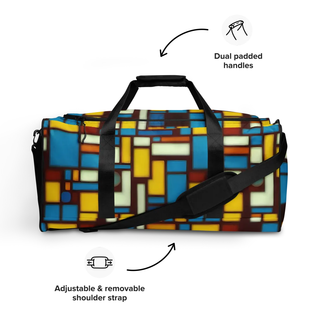 Burgundy Blocks on Duffle Bag — Front