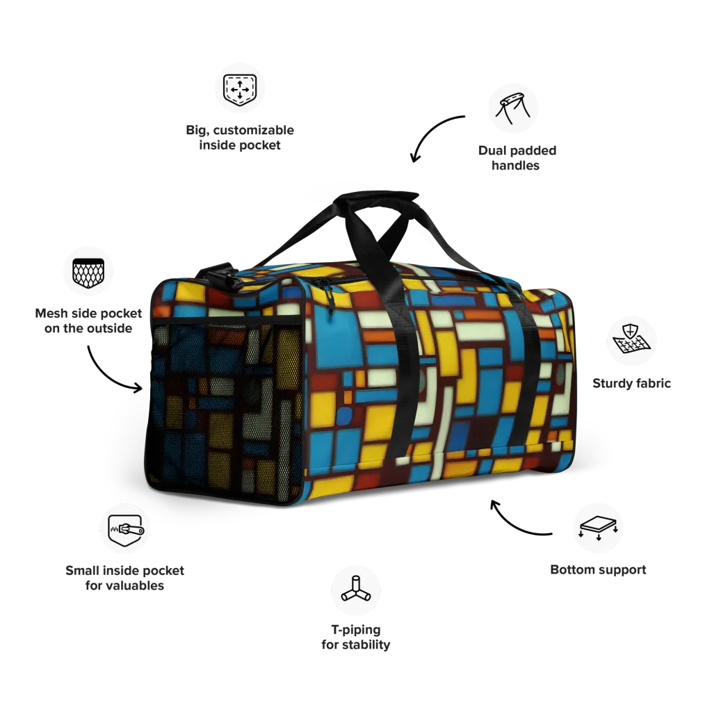 Burgundy Blocks on Duffle Bag — Right Front