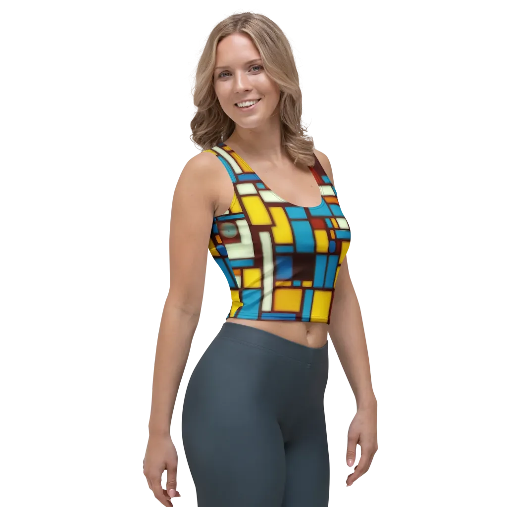 Burgundy Blocks on Crop Top — Right Front