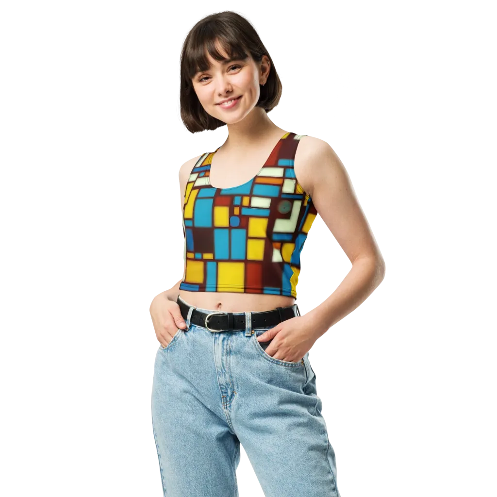 Burgundy Blocks on Crop Top — Front