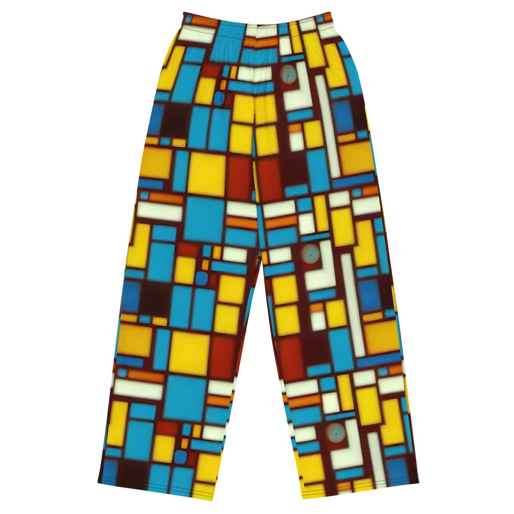 Burgundy Blocks on Wide-Leg Pants — Front