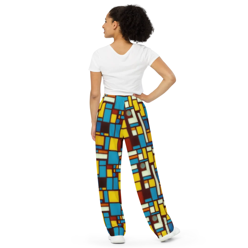 Burgundy Blocks on Wide-Leg Pants — Back