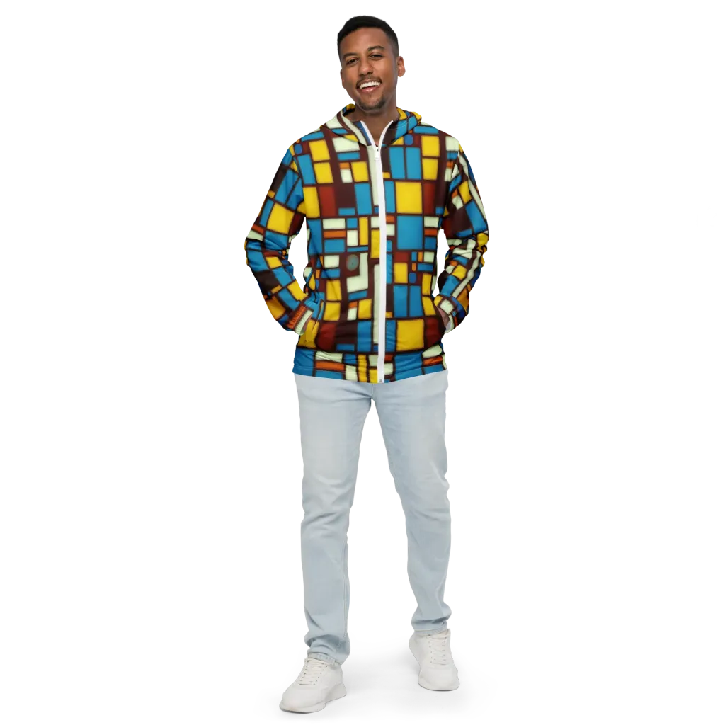 Burgundy Blocks on Men's Windbreaker — Front