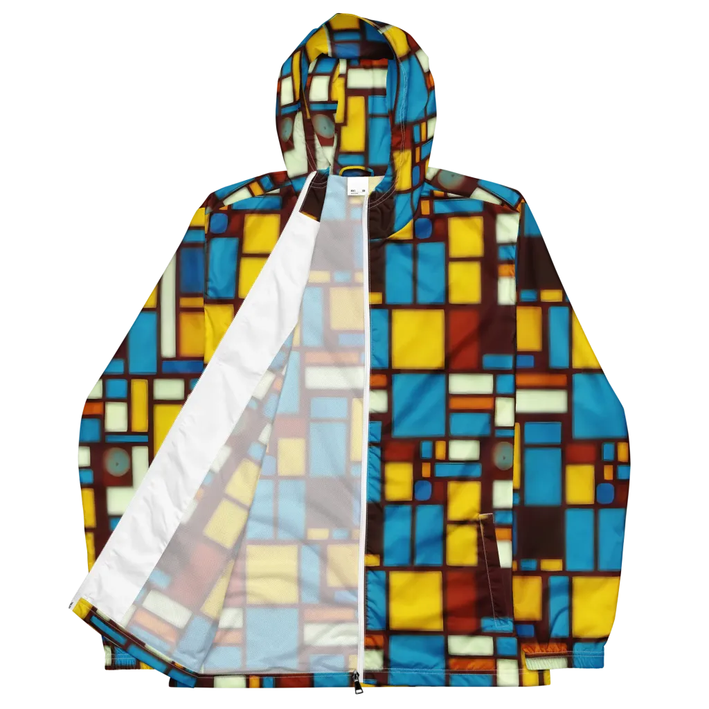 Burgundy Blocks on Men's Windbreaker — Front