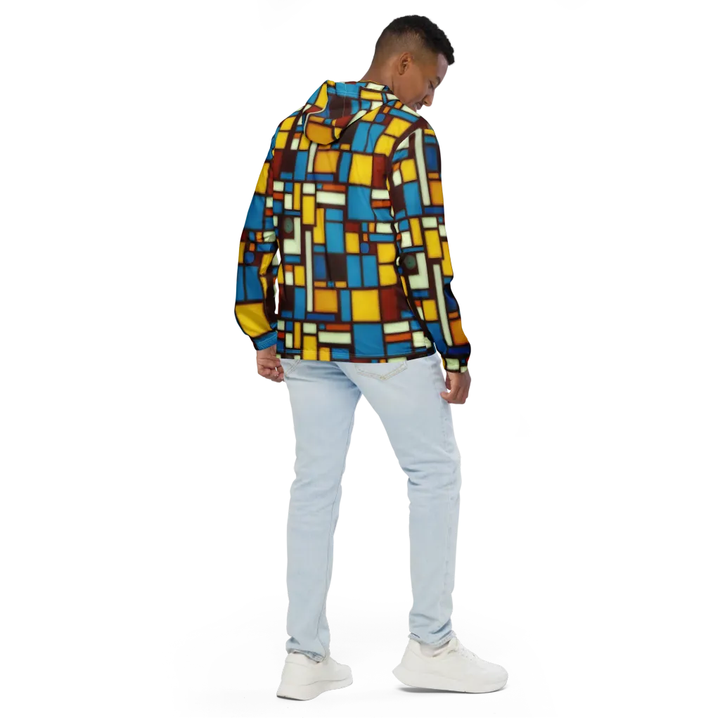 Burgundy Blocks on Men's Windbreaker — Back