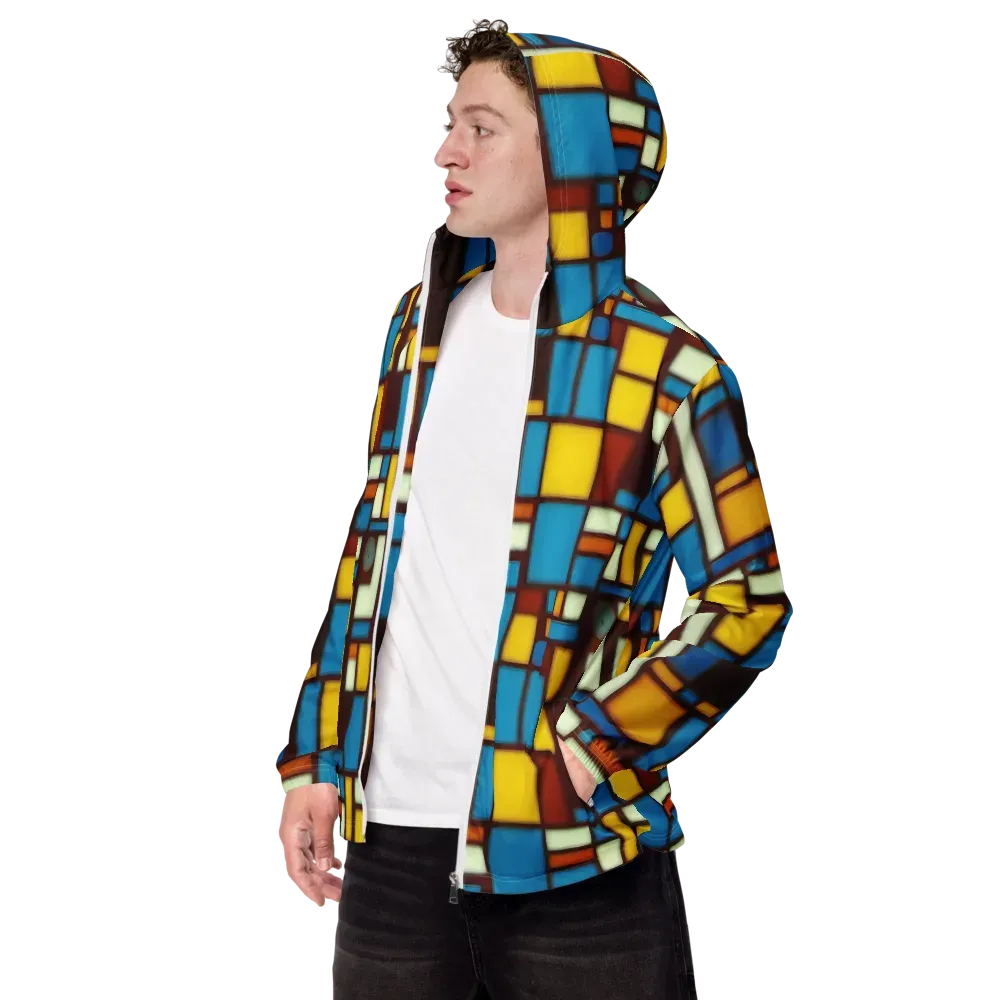 Burgundy Blocks on Men's Windbreaker — Left Front
