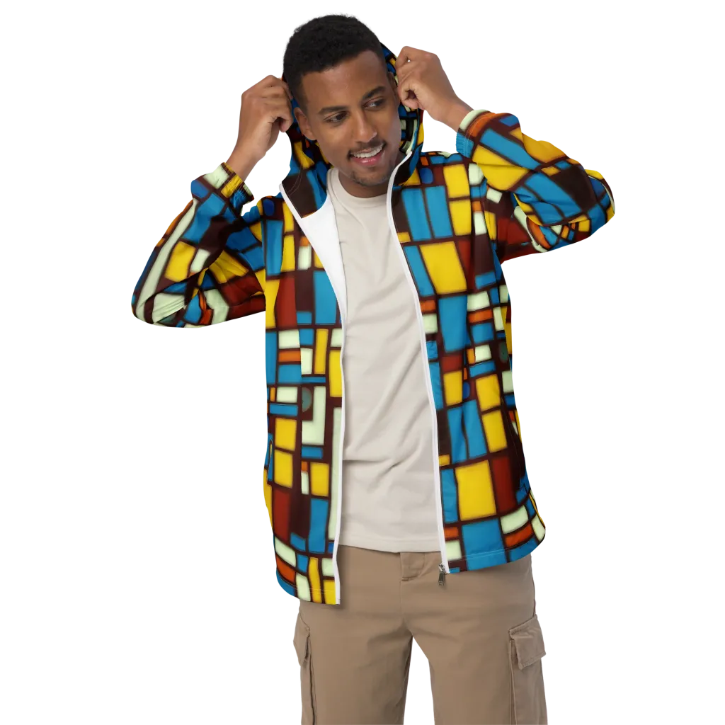 Burgundy Blocks on Men's Windbreaker — Front