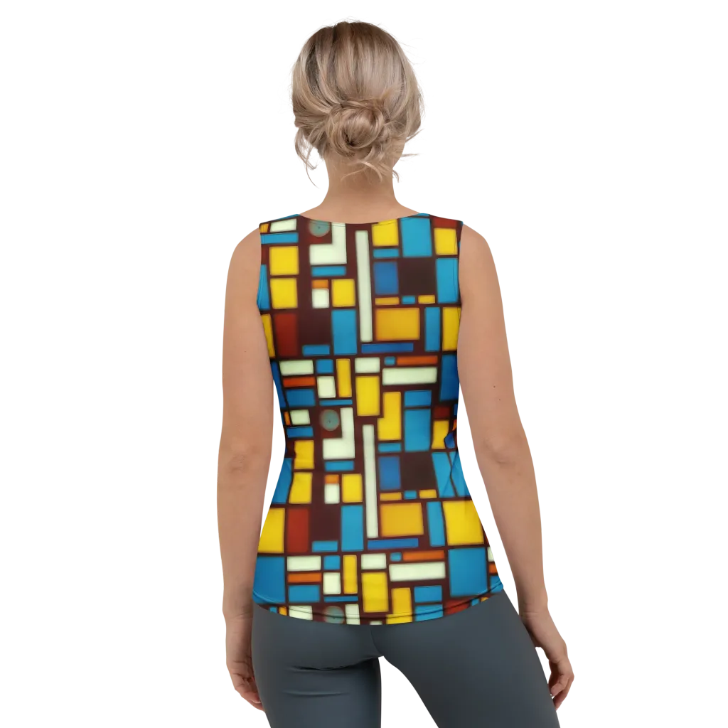 Burgundy Blocks on Women's Tank Top — Back
