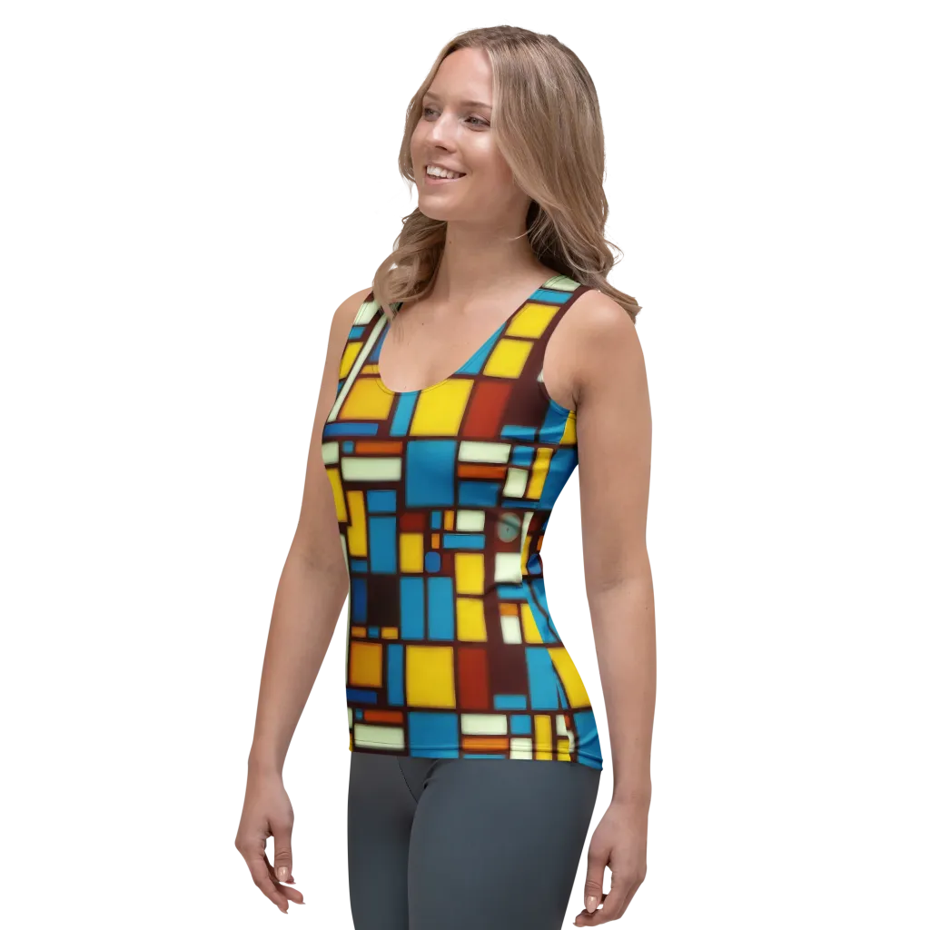 Burgundy Blocks on Women's Tank Top — Left Front