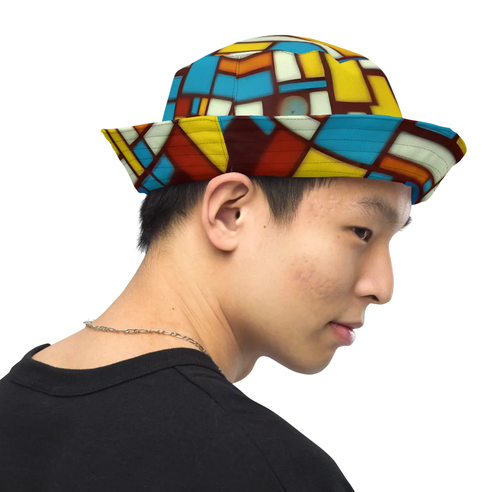 Burgundy Blocks on Reversible Bucket Hat — Right Outside