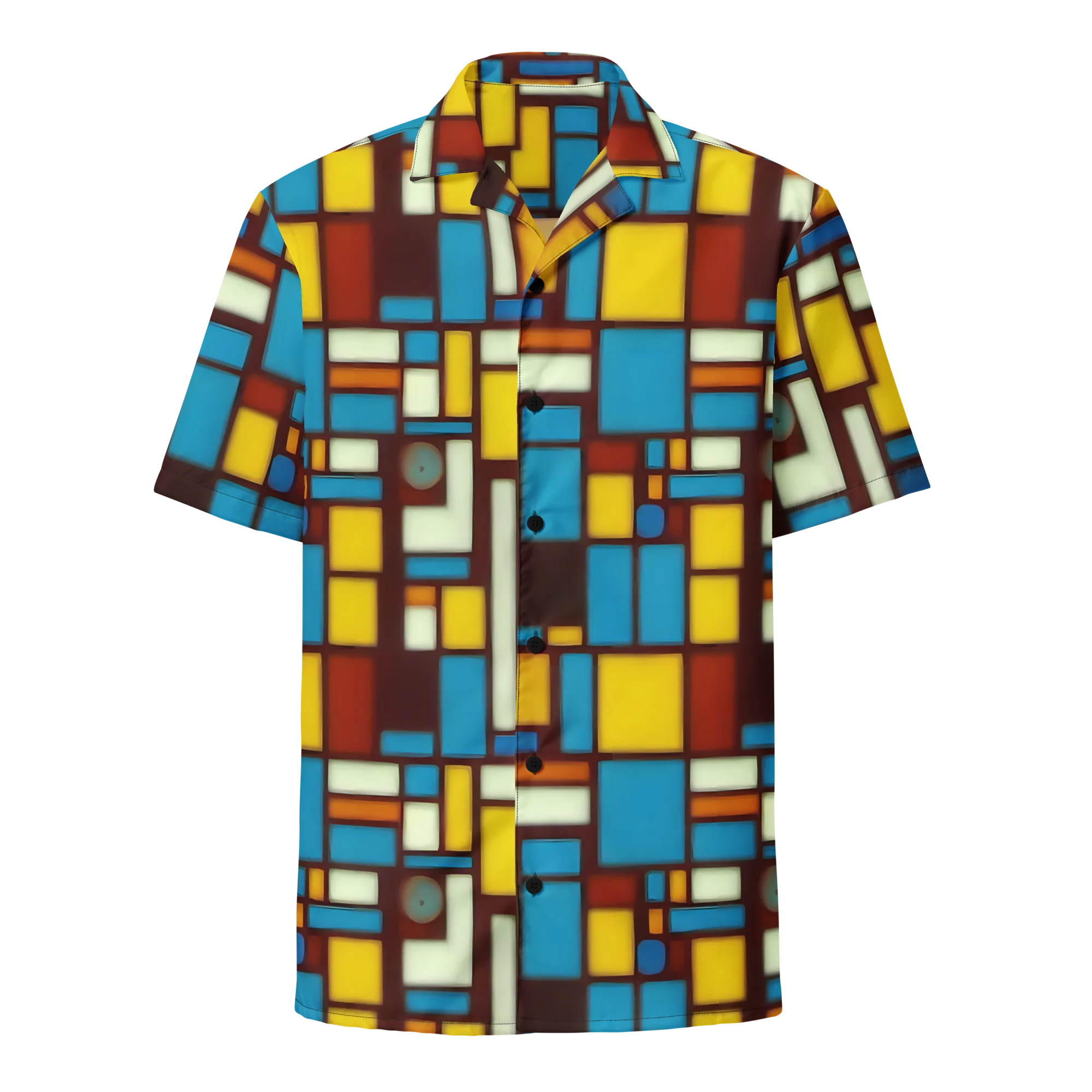Burgundy Blocks on Button Shirt — Front