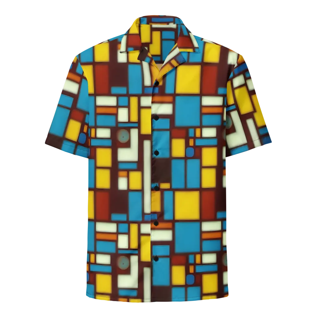 Burgundy Blocks on Button Shirt — Front