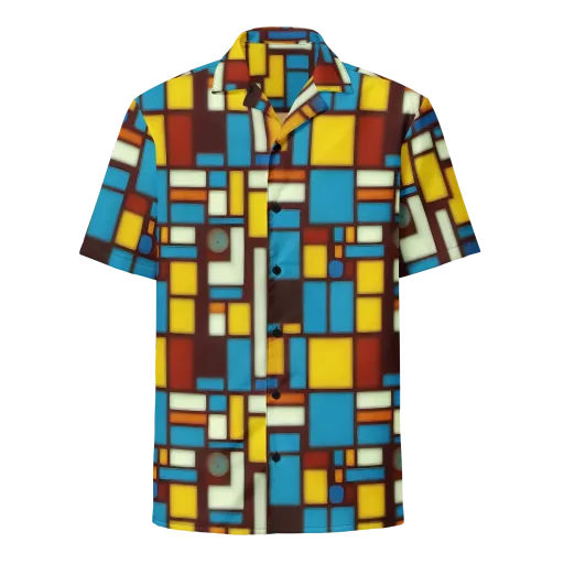 Burgundy Blocks on a Button Shirt