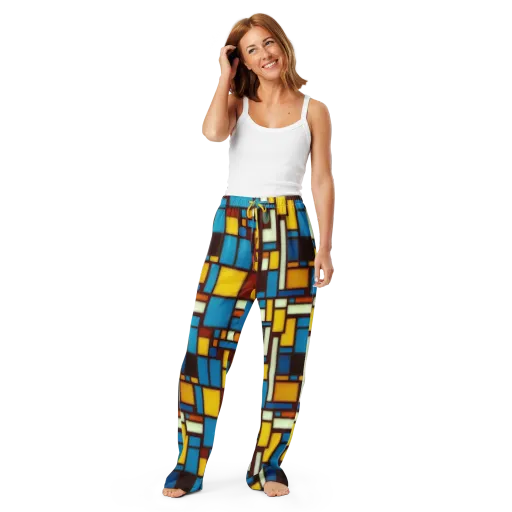 Burgundy Blocks on a Women's Pajama Pants
