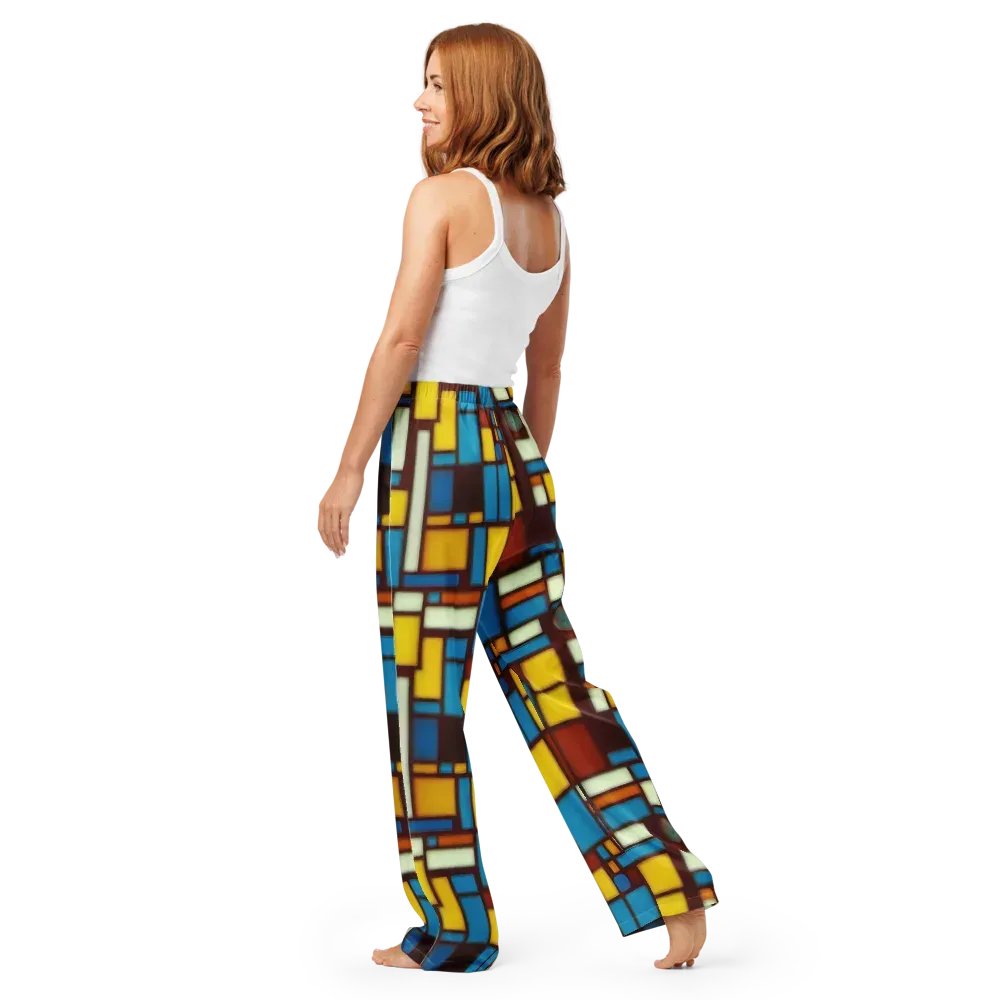 Burgundy Blocks on Women's Pajama Pants — Back