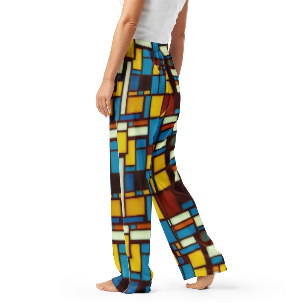 Burgundy Blocks on Women's Pajama Pants — Left
