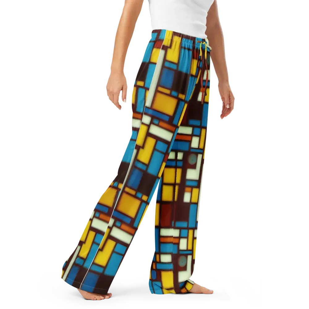 Burgundy Blocks on Women's Pajama Pants — Right Front