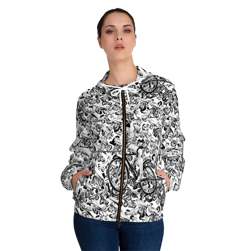 Pelican Velocity on Women's Full-Zip Hoodie — Front On Person