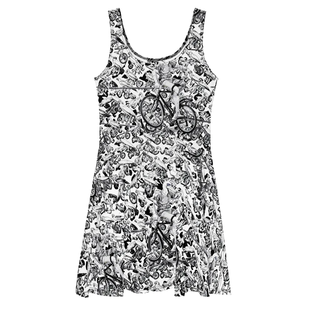 Pelican Velocity on Skater Dress — Front