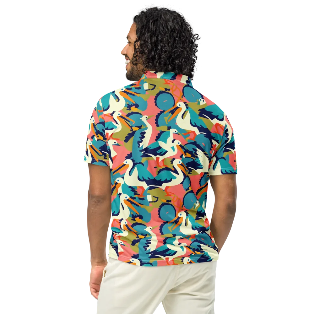 Tidal Flock on Men's Slim Fit Polo Shirt — Back