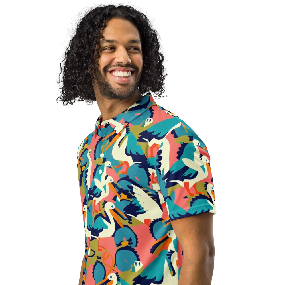 Tidal Flock on Men's Slim Fit Polo Shirt — Left Front