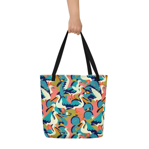 Tidal Flock on a Large Tote Bag W/ Pocket