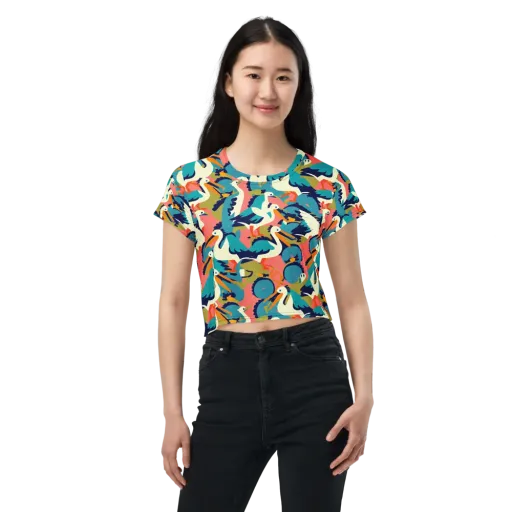 Tidal Flock on a Crop Tee
