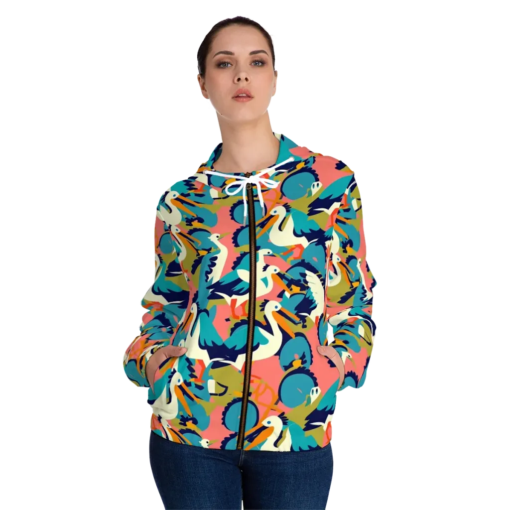 Tidal Flock on Women's Full-Zip Hoodie — Front On Person