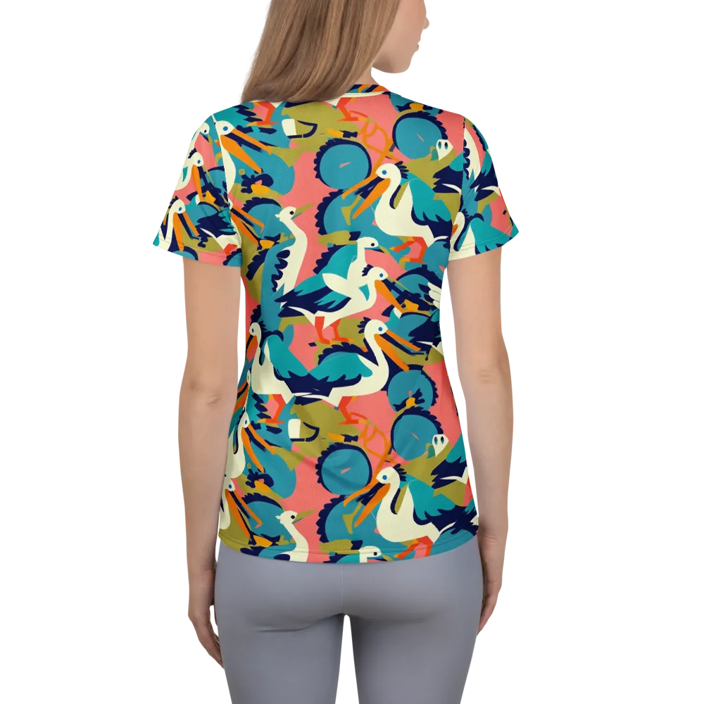 Tidal Flock on Women's Athletic T-Shirt — Back