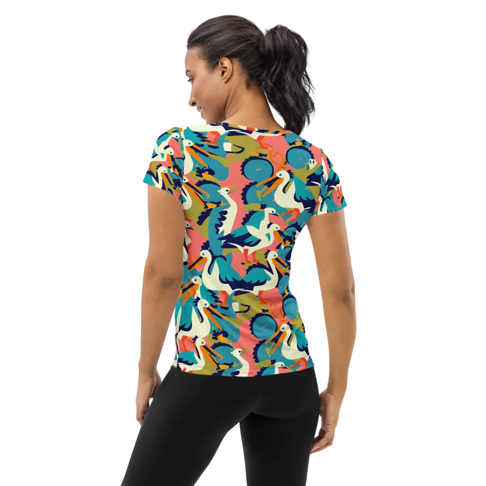 Tidal Flock on Women's Athletic T-Shirt — Back