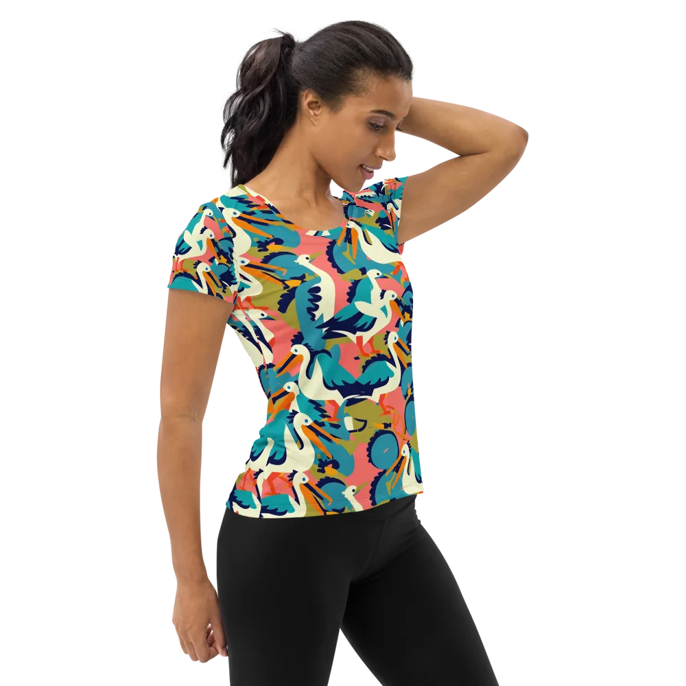 Tidal Flock on Women's Athletic T-Shirt — Right