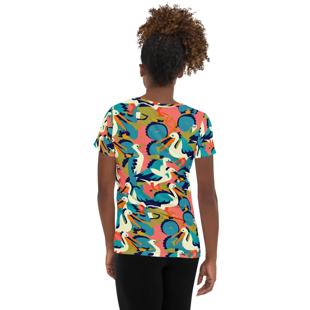 Tidal Flock on Women's Athletic T-Shirt — Back