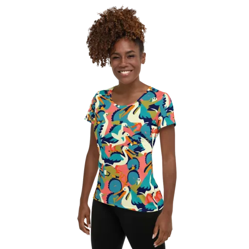 Tidal Flock on a Women's Athletic T-Shirt