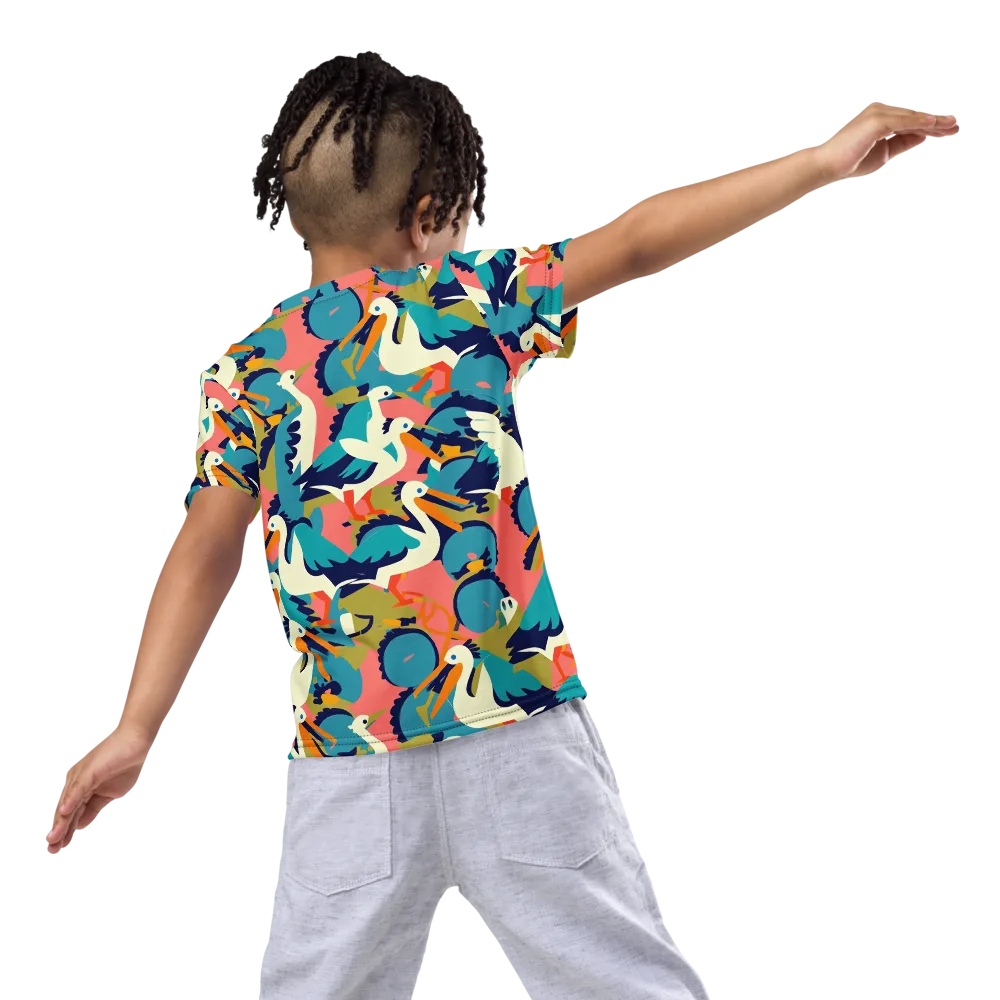 Tidal Flock on Kids Crew Neck T-Shirt — Back