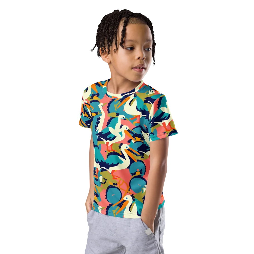 Tidal Flock on Kids Crew Neck T-Shirt — Left Front