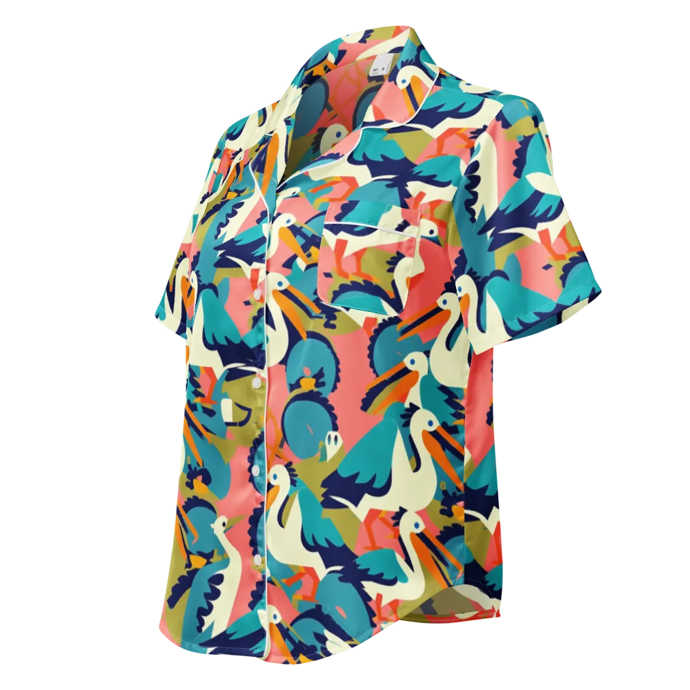 Tidal Flock on Women's Short Sleeve Pajama Top — Left Front