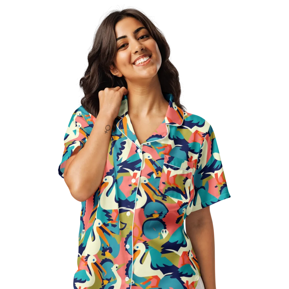 Tidal Flock on Women's Short Sleeve Pajama Top — Front