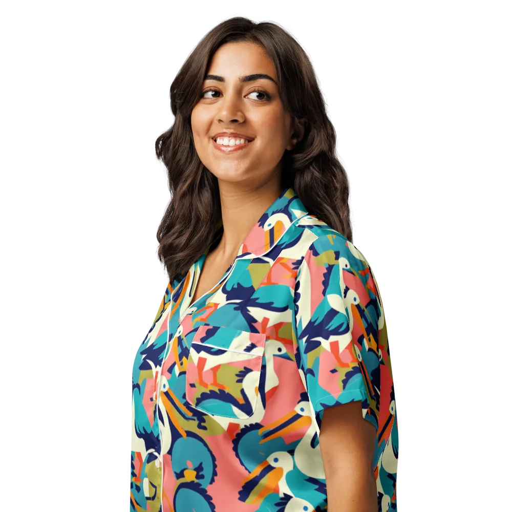 Tidal Flock on Women's Short Sleeve Pajama Top — Left Front