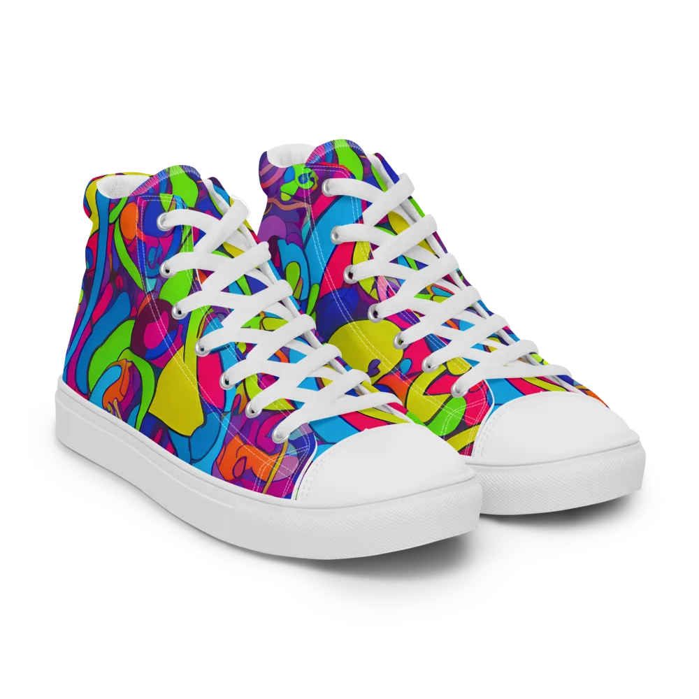 Prism Pulse on Men's High Top Canvas Shoes — Right Front