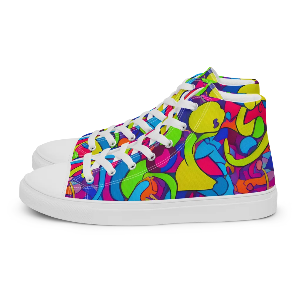 Prism Pulse on Men's High Top Canvas Shoes — Left