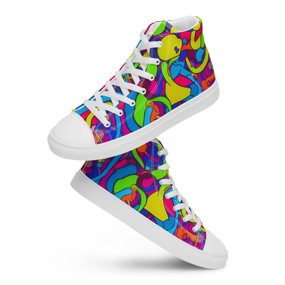 Prism Pulse on Men's High Top Canvas Shoes — Front