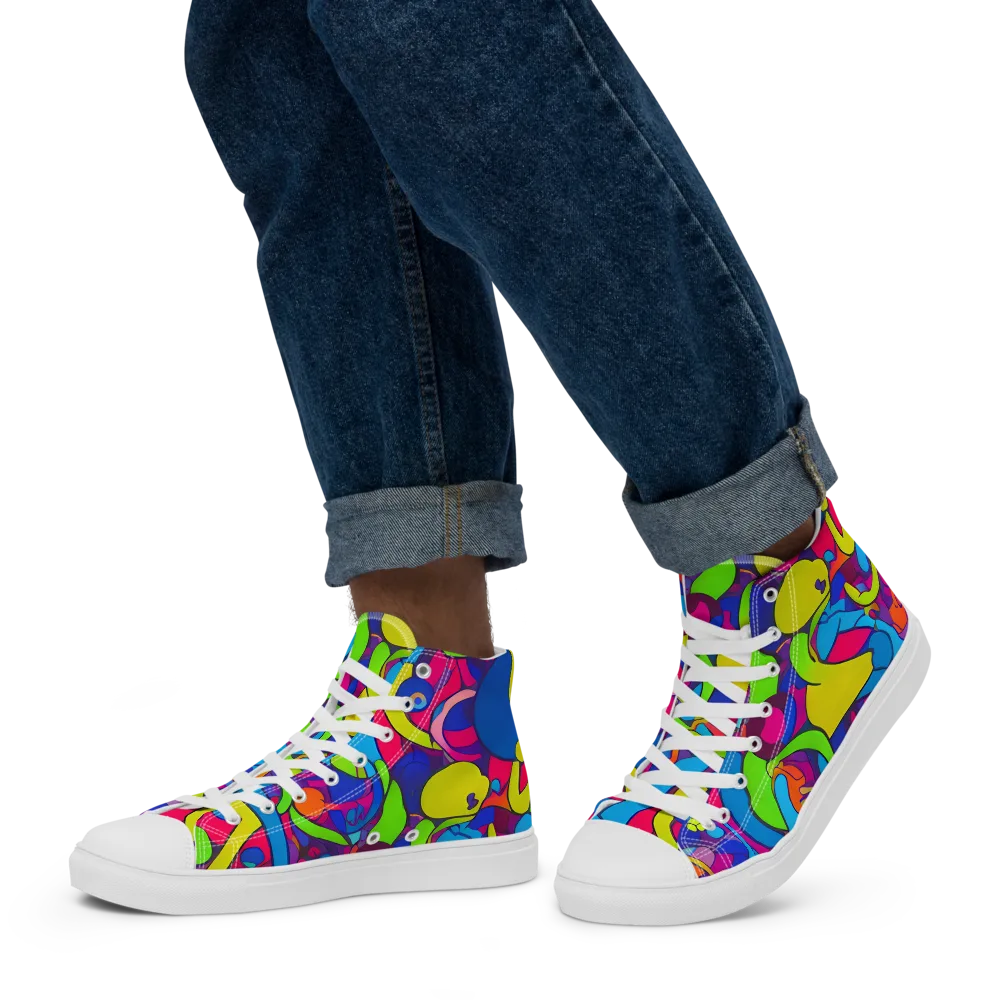 Prism Pulse on Men's High Top Canvas Shoes — Left
