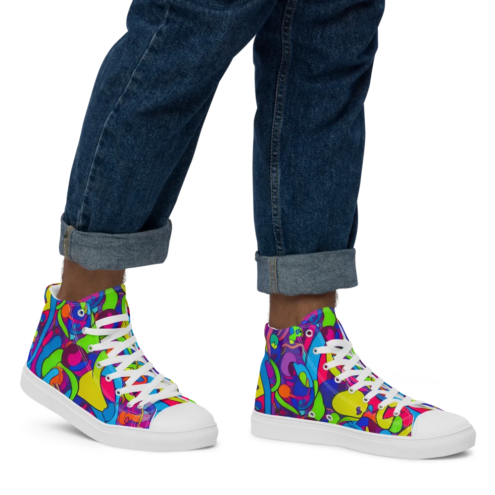 Prism Pulse on Men's High Top Canvas Shoes — Right
